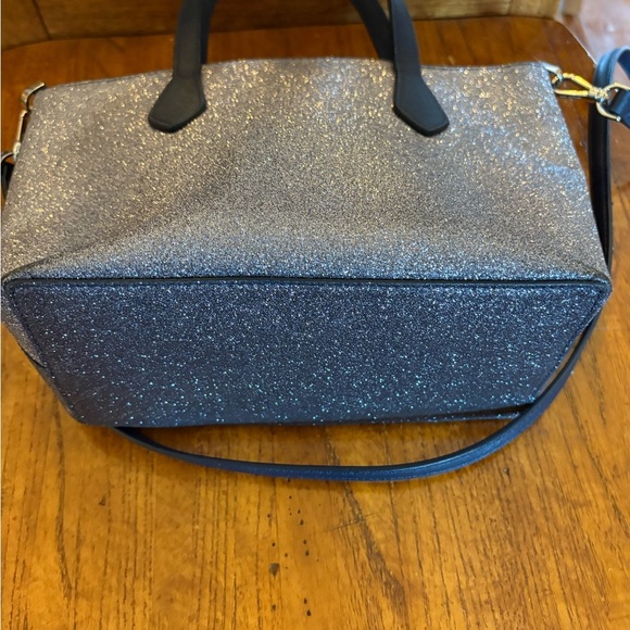 Kate Spade Lola Joeley Tinsel Shimmer Glitter Black Satchel Crossbody - Picture 8 of 11